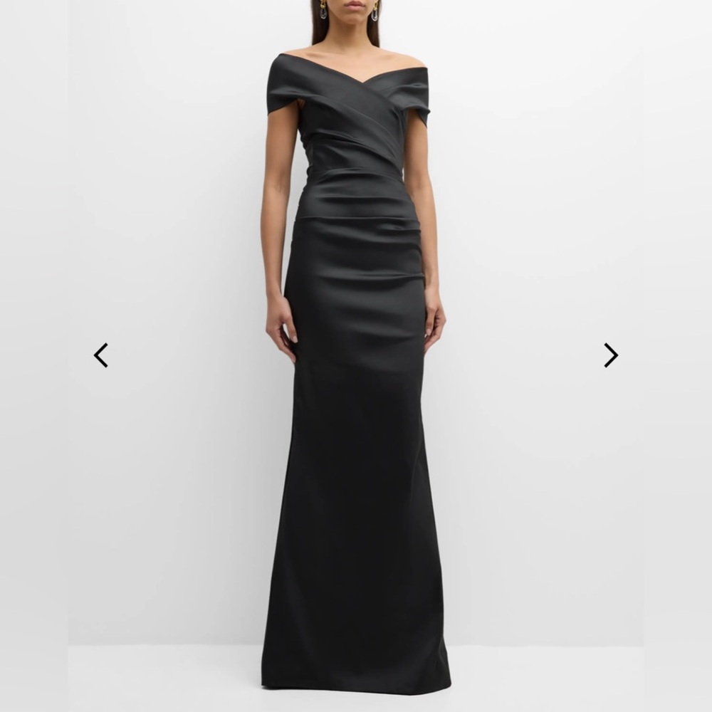 Teri Jon Black Off-Shoulder Wedding Dress